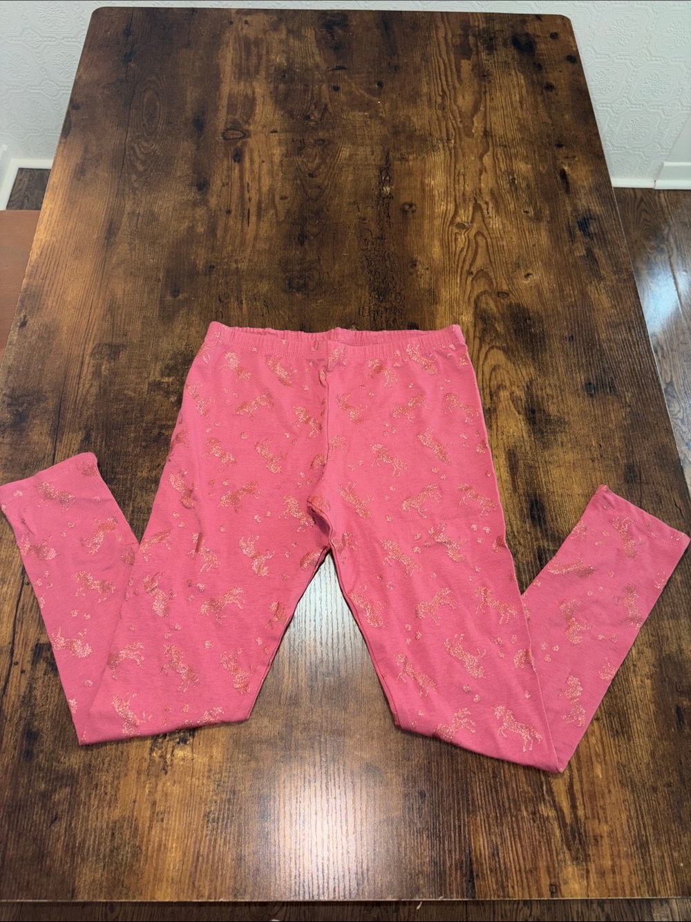 Girls Pink Metallic Print Leggings